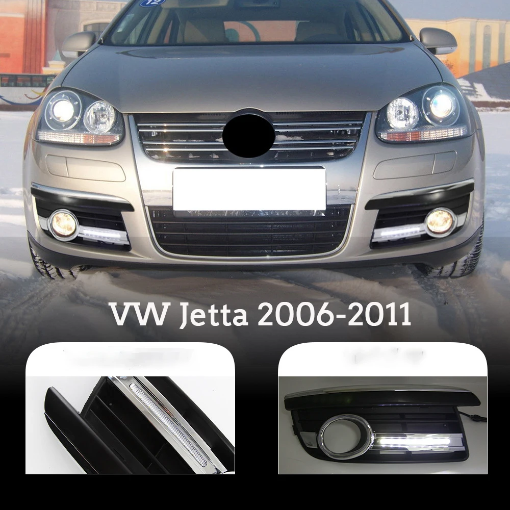 

OKEEN 2pcs LED Daytime Running Light For VW Jetta 2006 2007 2008 2009 2010 2011 Car Fog Lamp DRL Auto Headlight Accessory 12V