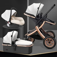 Baby 3 in 1 stroller High Landscape Baby Carriage with car seat Two-way Shock-absorbing Lightweight Folding Newborn Stroller
