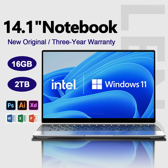 Nouveau 14.1 "ordinateur portable Ultra mince 16GB RAM 2 to SSD Windows 11 Intel N3700 ordinateur portable Gamer 1920*1080 affichage bureau étude ordinateur PC 1