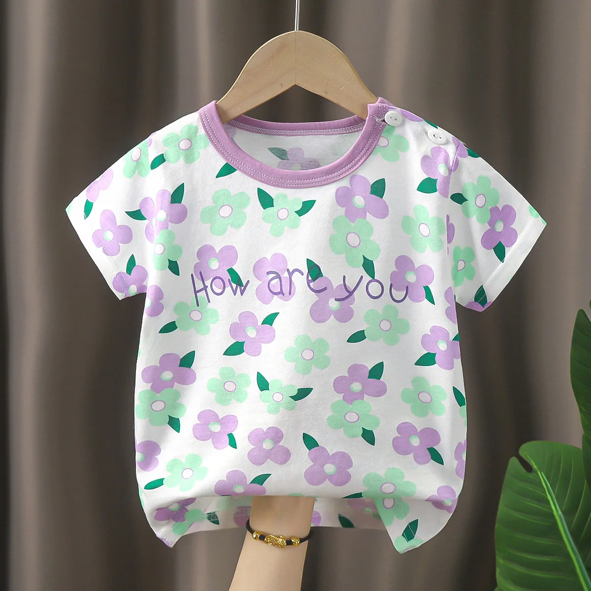 1pcs Summer Pure Cotton Girl Cartoon Tee Fashion Top Children Short Sleeve T-shirts Child Loose Casual Solid Tshirt Baby Clothes
