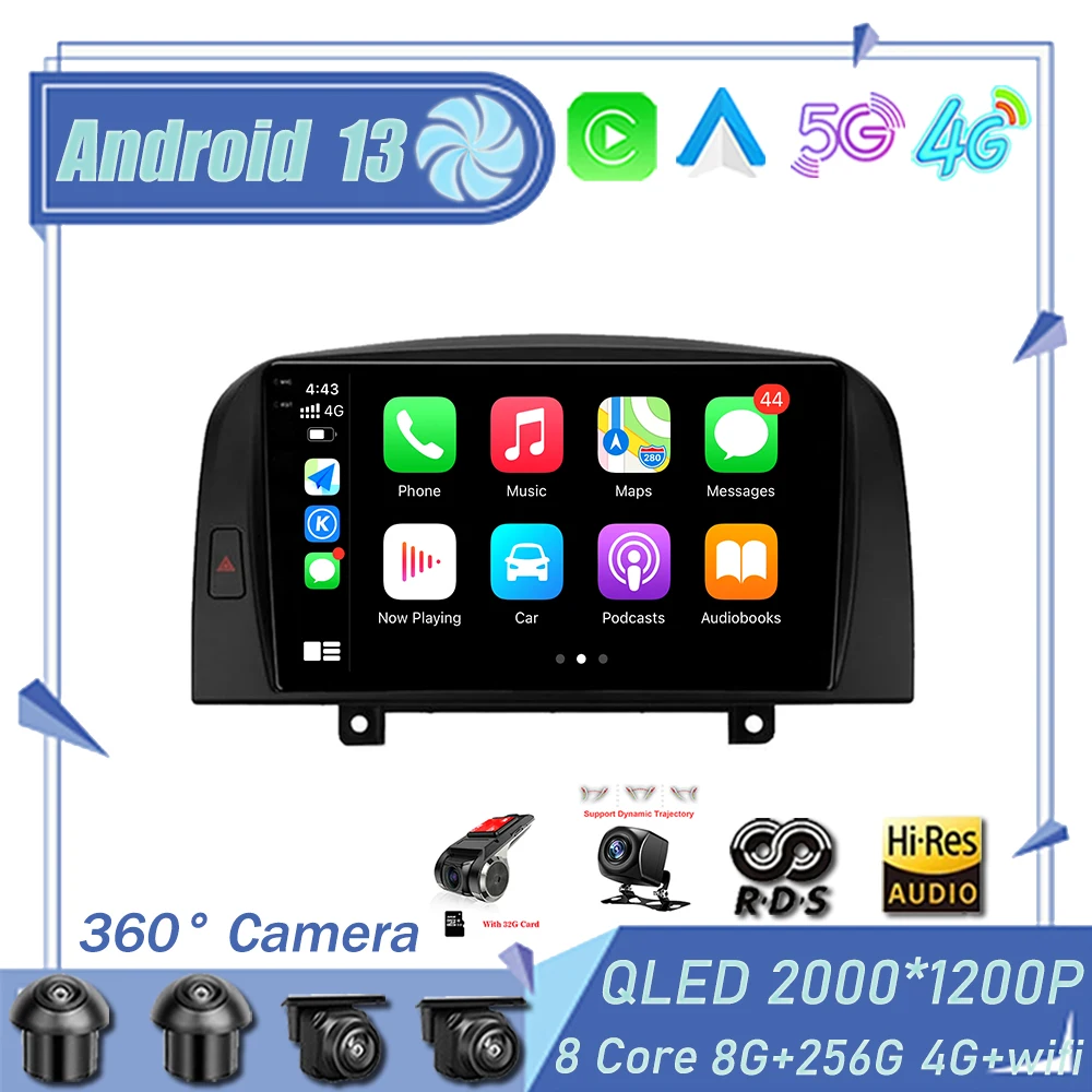 

Android 13 IPS / QLED DSP Car Radio Multimedia Player Navigation Carplay Auto Stereo BT 4G For Hyundai SONATA NF 2004 - 2008