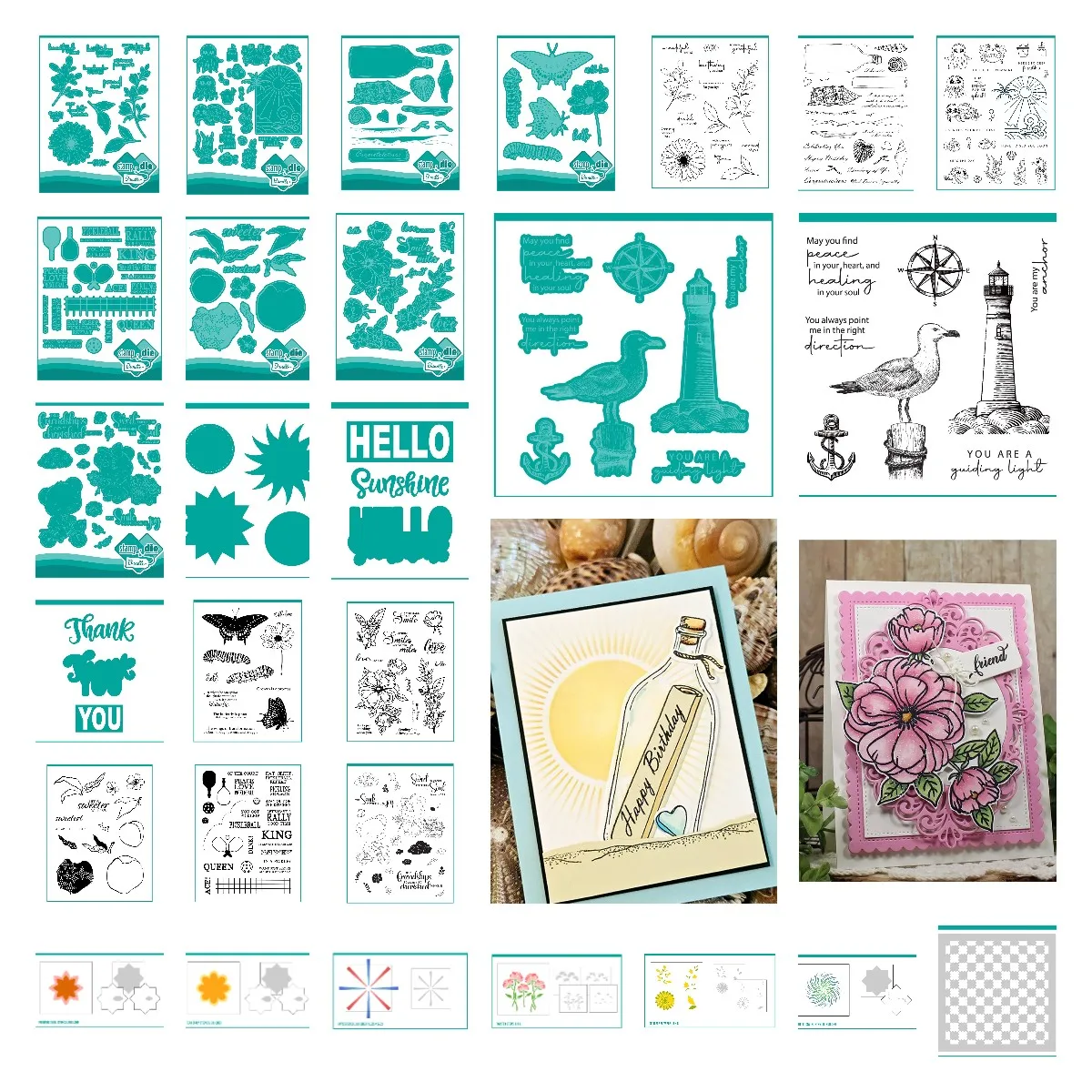 

2024 New Listing Drift Bottle Butterfly Flower Seagull Metal Cutting Dies and Stamps Stencils DIY Scrapbooking Greeting Card