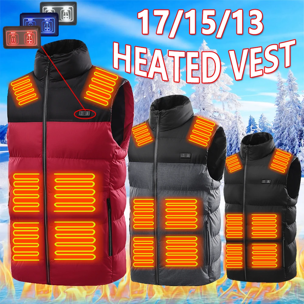 17/15/13 Areas Heated Vest Usb Electric Men's Heating Jacket Outdoor