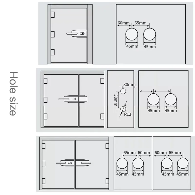 304 Stainless Steel Frameless Glass Door Handle Lock Office Partition Door Lock Punch Installation for 12mm Glass
