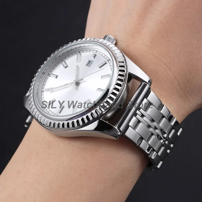 Premium Curved End Stainless Steel Watch Strap with Folding Buckle