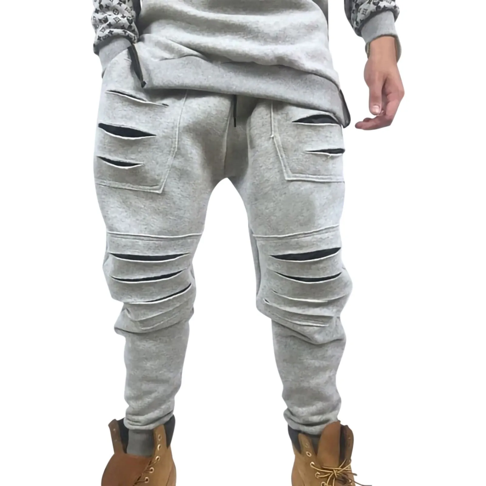 Men's Sports Tracksuit Pants Sweatpants Loose Ripped Trousers Casual Jogging Street Pants With Pockets Streetwear gym joggers for men Sweatpants