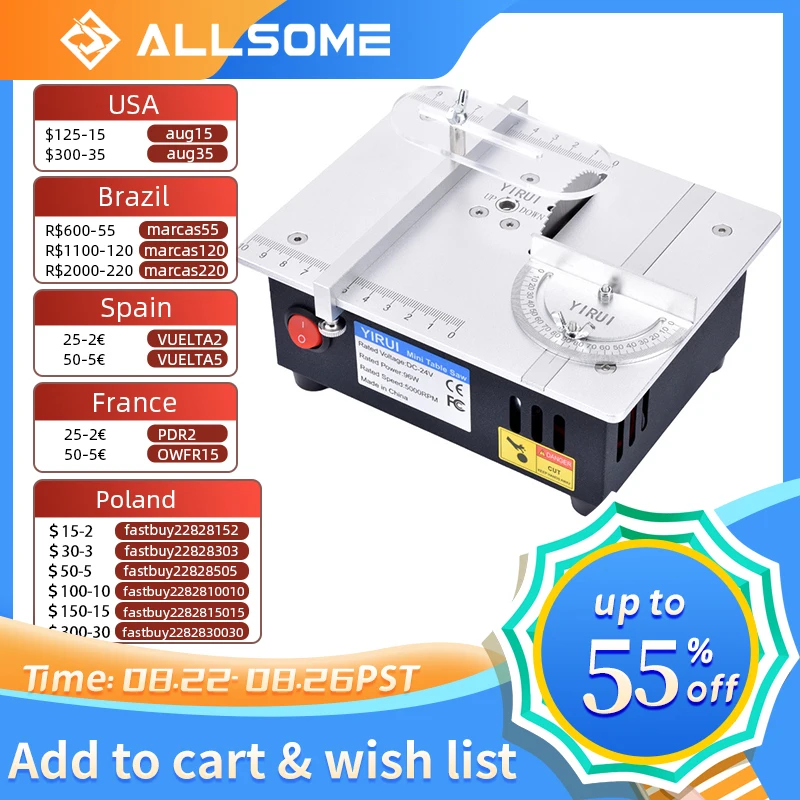 Allsome S3 96w Mini Table Saws Electric Bench Saw Diy Model Household