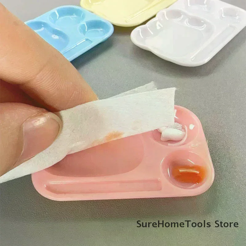 1PC Cartoon Nail Art Color Palette Plastic Nail Gel Polish Mixing Plate Tray with Brush Holder DIY Manicure Painting Tool