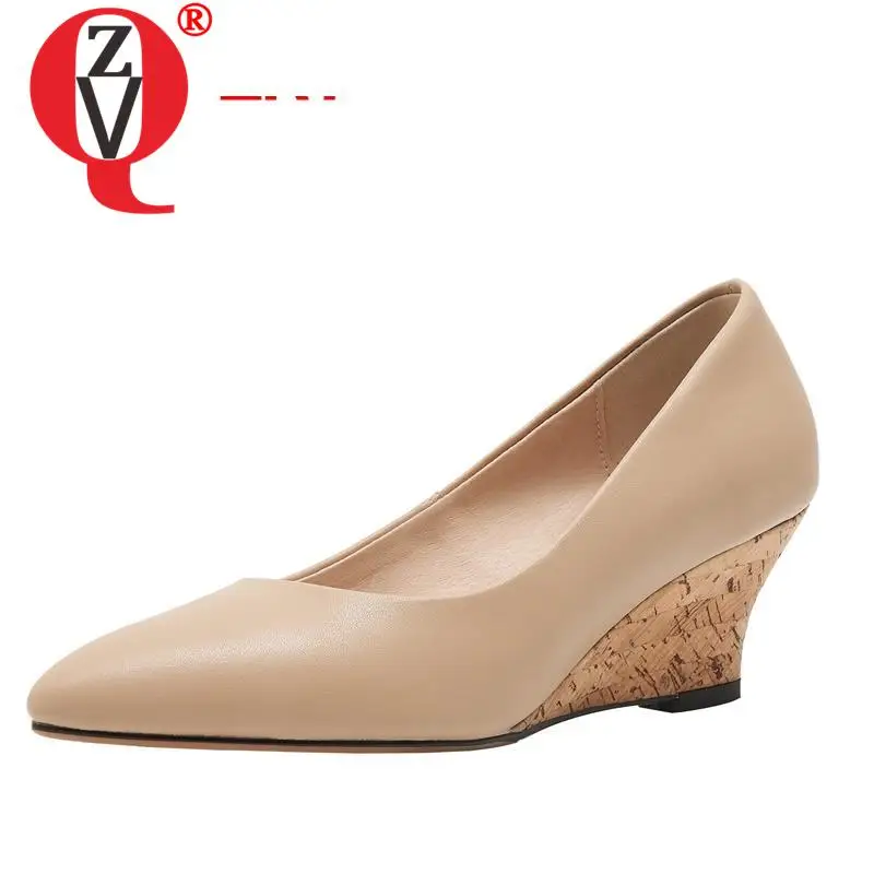 

ZVQ Women autumn New Style Leisure Pumps Heels Pointed Toe Solid color Concise Comfortable Mature soft office lady