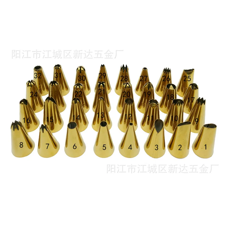 12-48pcs Gold Piping Tip With Number Fir Cake Decoration Tip Cookie Pacifier Pastry Bags Cake Art Tools Kit Baking Kichen Tools