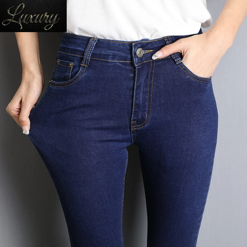 

Джинсы женские эластичные, узкие брюки-карандаш из денима с эффектом потертости, синие, серые, черные, 36, 38, 40