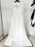 HIGH STREET Newest 2026 Designer Vestido Women's Diamonds Beaded  Cape Sleeve Floor Length Maxi Long Dress - Image 3