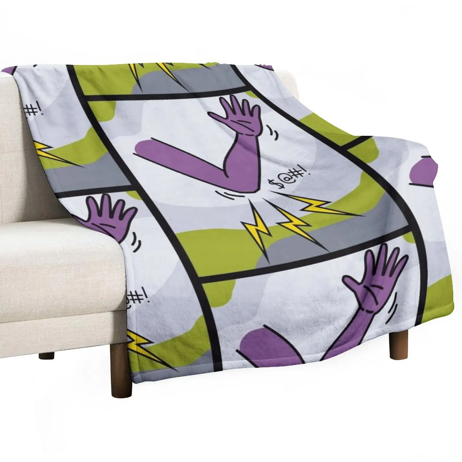 

New Hand of Zeus Purple- Nothing Funny About Hitting Your Funny Bone- Ouch Throw Blanket Blanket Fluffy