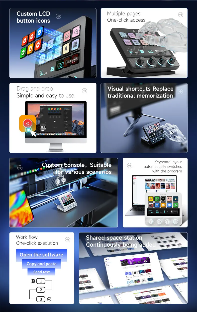 AJAZZ AKP05PRO Kabelgebundene Konsole, Anpassbare LCD-Tasten & Drehregler, für Streaming und Büro – Detail 2