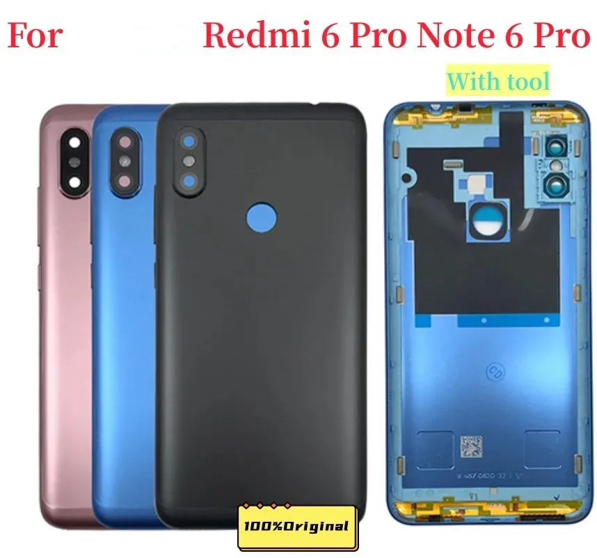 

Оригинальный задний корпус для Xiaomi Redmi 6 Pro, крышка аккумулятора, задняя крышка, чехол для Xiaomi Redmi Note 6 Pro, металлический чехол с логотипом