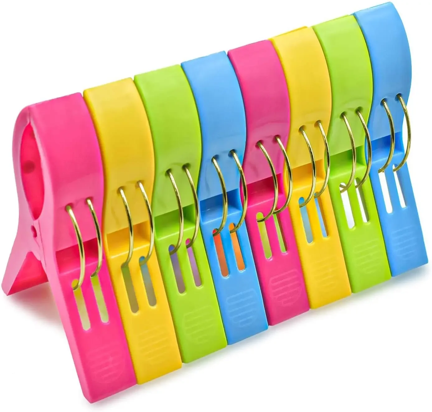 Description Picture 2 of itemBeach Towel Clips Chair Clips Towel Holder,Plastic Clothes Pegs Hanging Clip Clamps, Yellow,blue,green,red
