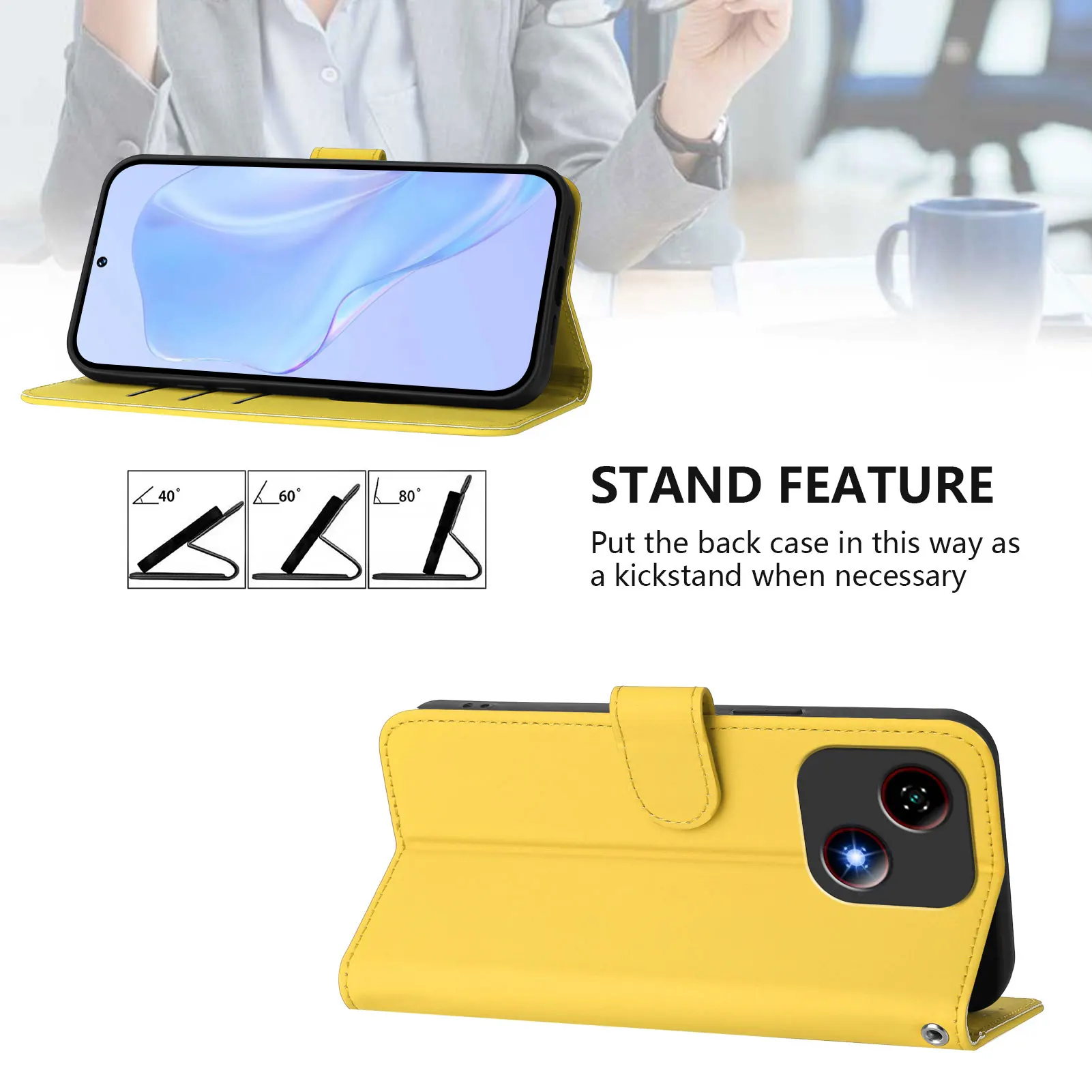 Leather Wallet Magnetic Flip Phone Case with Stand Functionality