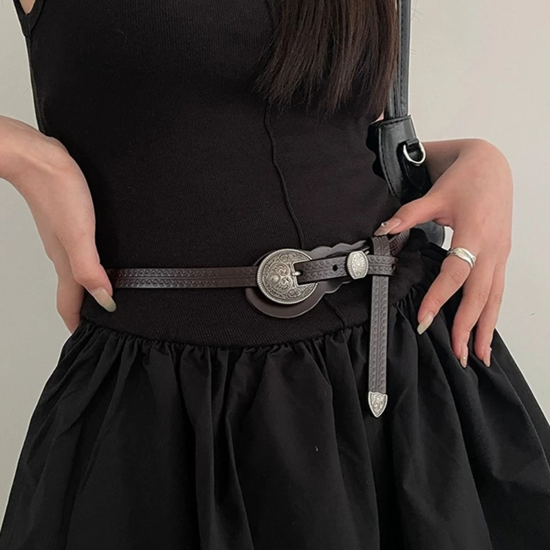 

Vintage Waist Belt Girls Metal Carved Buckle Belt Shorts Belt Women Accessories