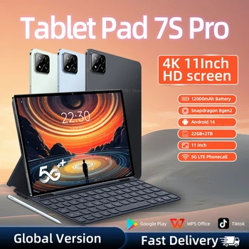 Nuova versione globale Pad 7S PRO 11 "Tablet HD Android 14 22GB 2TB 12000mAh 5G Doppio WiFi Chiamata telefonica Google Play Tablet portatili PC 1