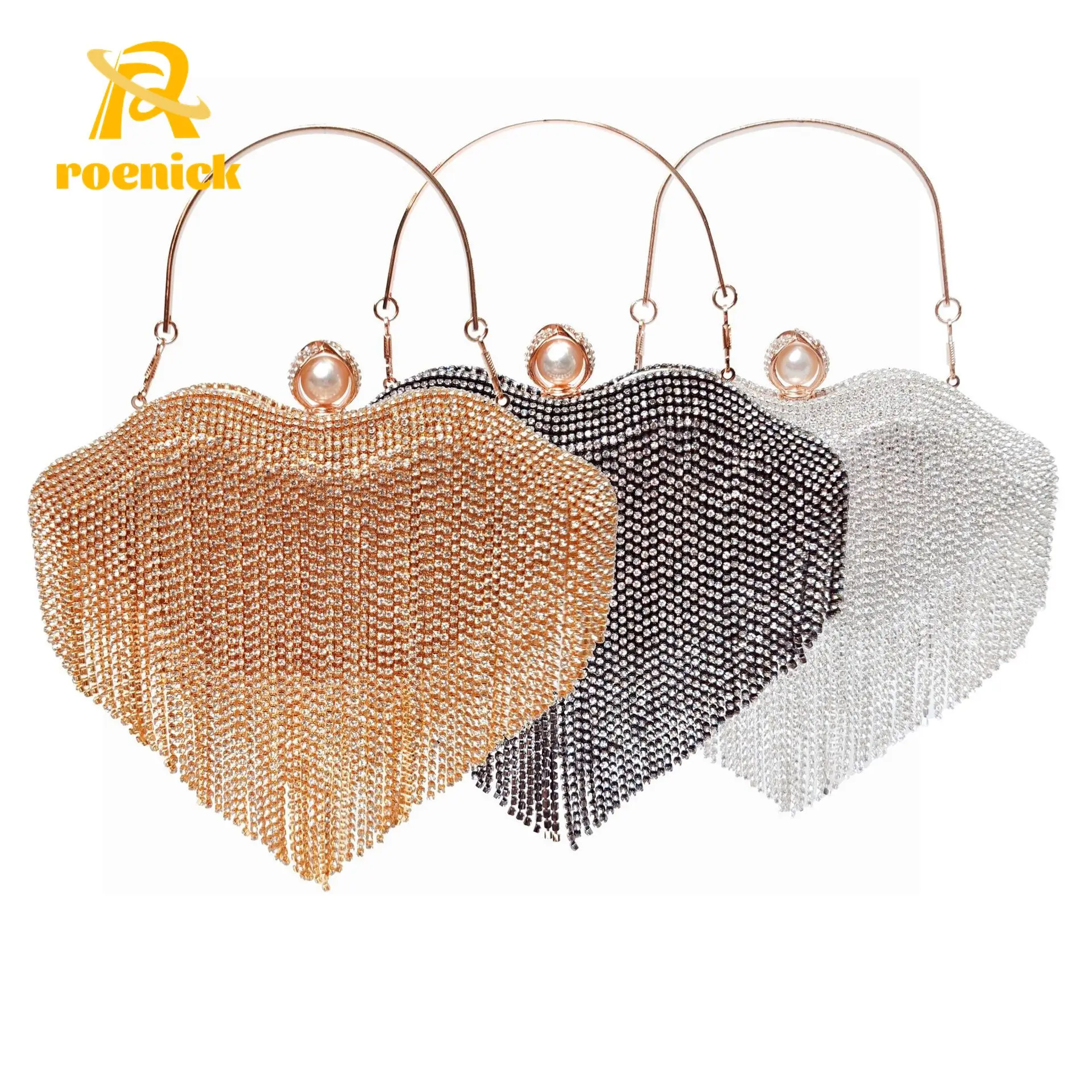 

ROENICK Women Rhinestone Tassel Evening Bags Dinner Party Cocktail Dress Diamonds Day Clutch Party Banquet Cosmetic Handbags
