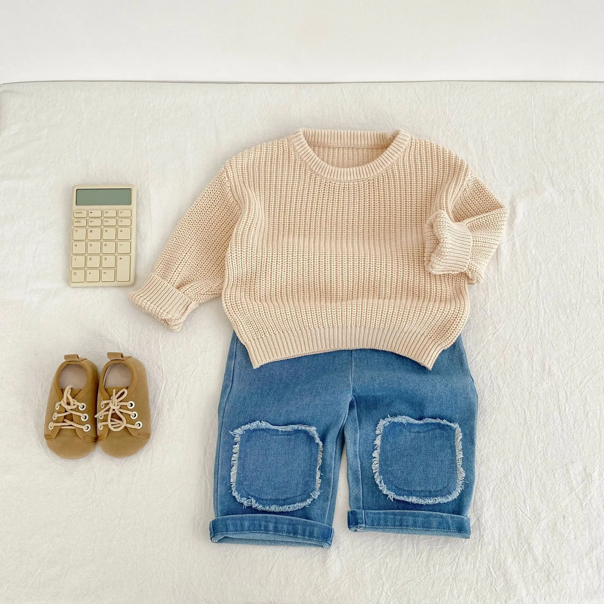 Solid Color Knitted Pullover Sweater for Baby Boys & Girls 4