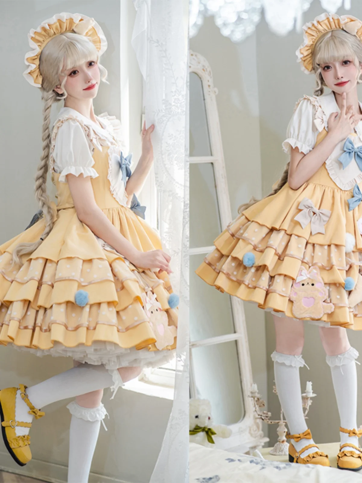 

Leopard Cat Original Lolita Bear Cheese Jsk Dress Cos Sweet Girl Lolita Single Skirt No Underlay Princess Tea Party Dress