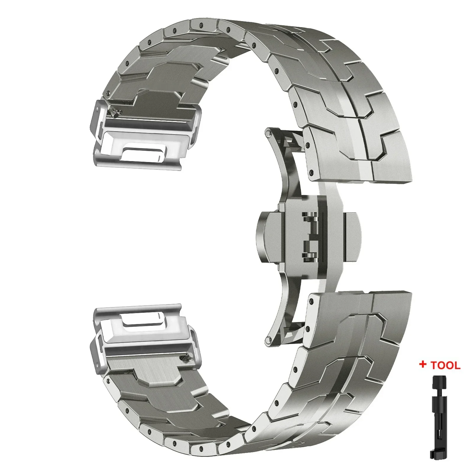 Premium Titanium Color Stainless Steel QuickFit Metal Watch Strap Replacement