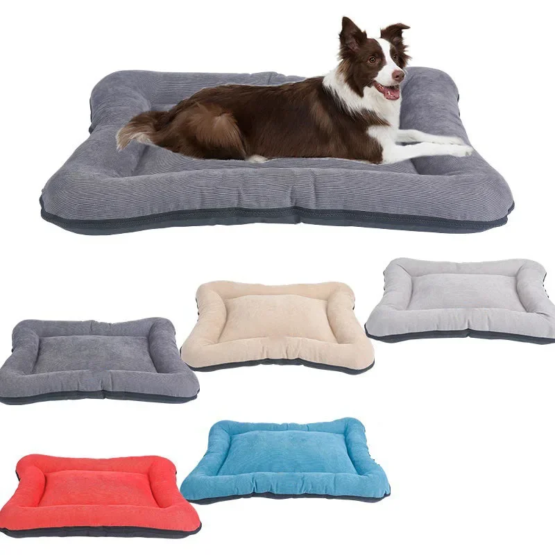 

Warm Soft Corduroy Dog Cat Bed Mat Pet Pad Sofa Kennel Sleeping Matteress with Removable Washable Cover Anti-Slip Bottom Cushion