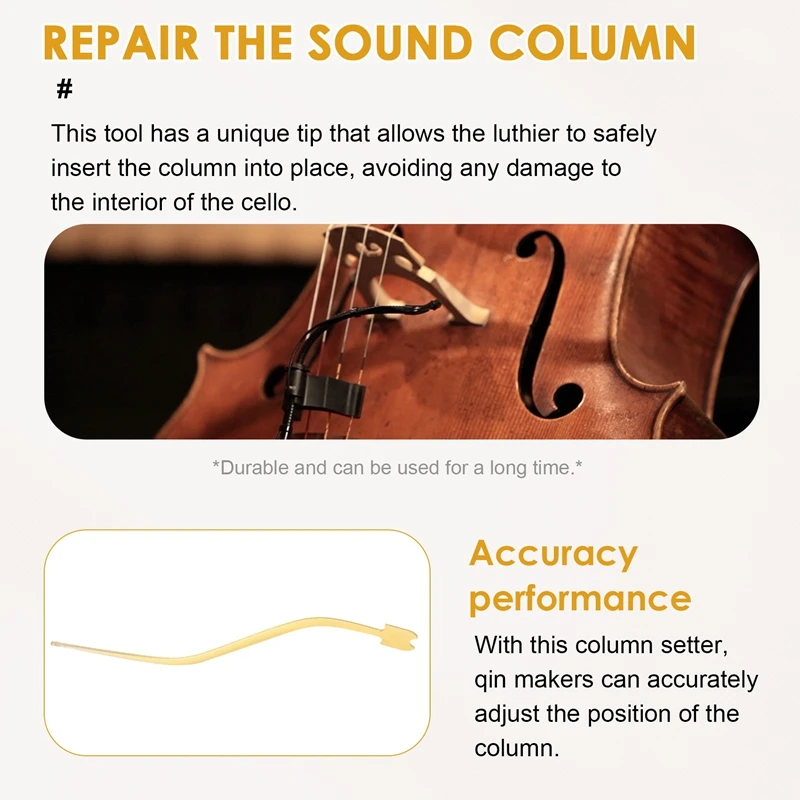 ABME Cello Sound Post Setter Cello Repair Tool Metal Column Hook Tool Accessory