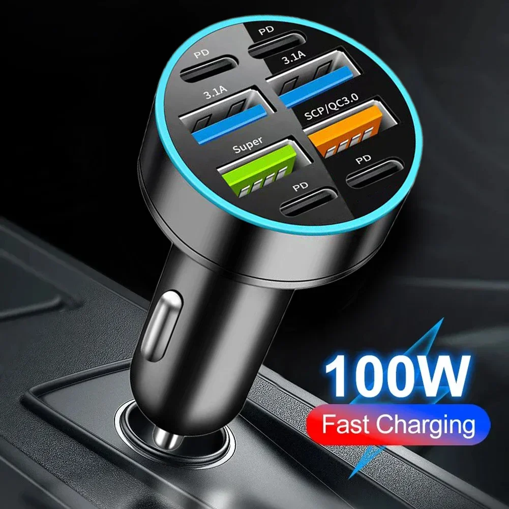 

Зарядное устройство для автомобиля с цифровым дисплеем, 4 USB-порта