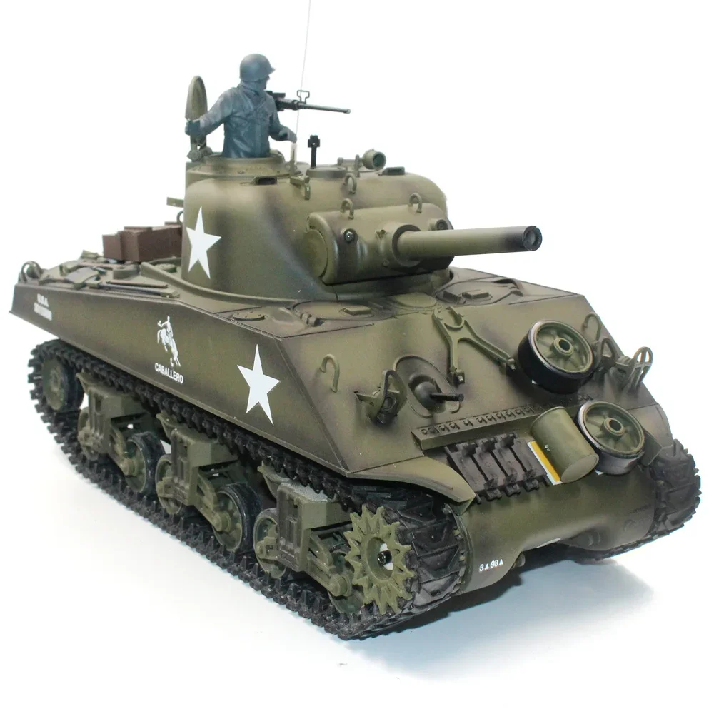Henglong 3898-1 Metal US M4A3 Main Battle Tank RC Model US Sherman 1:16 Battle Simulation Remote Control Toys Car 5