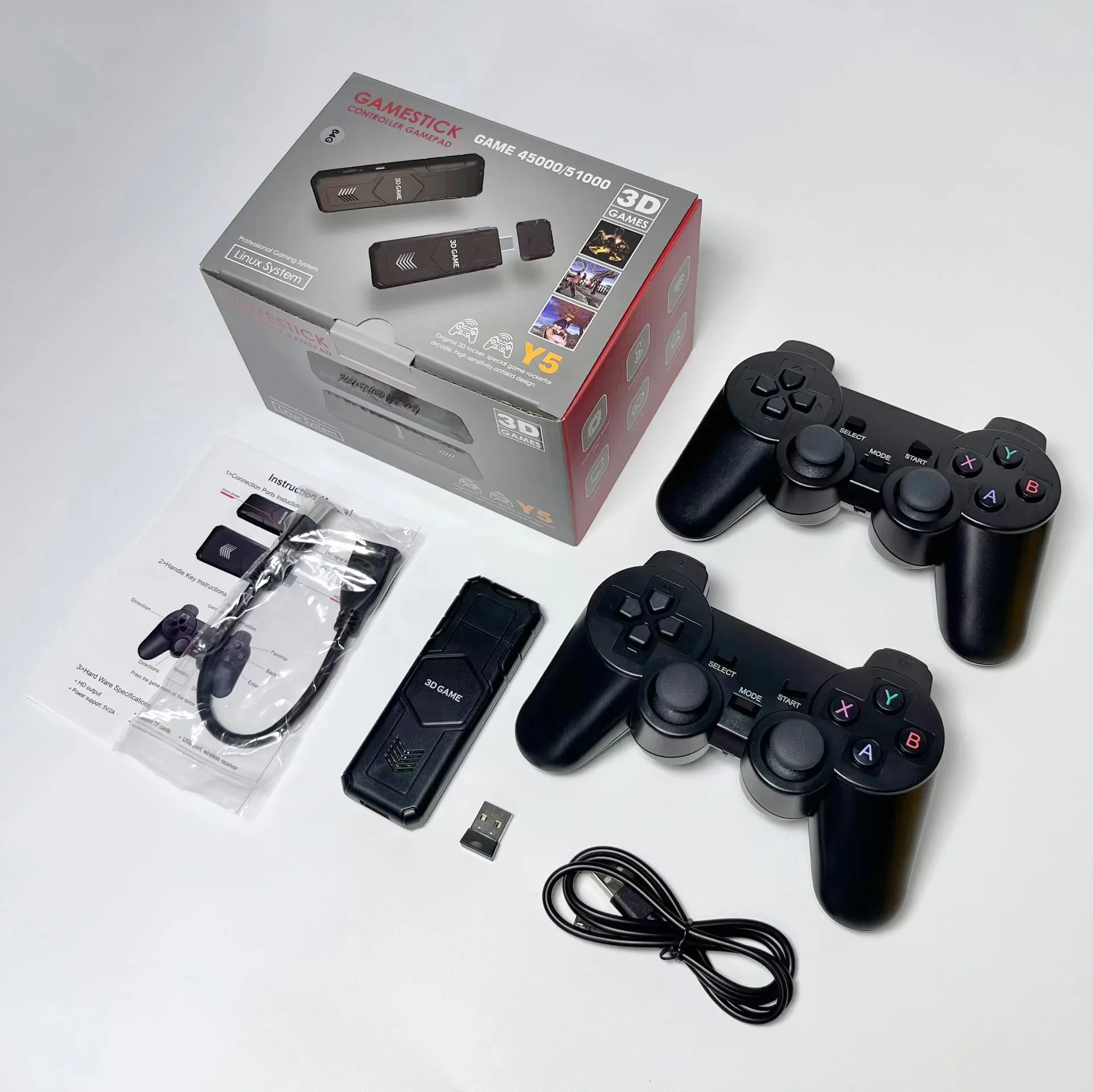 Y5 Retro TV Game Stick 2.4G Wireless Controller 4K HD Video Game Console Support Multiplayer PS1 Family Portable video game console game console video game stick wireless controller video game controller
