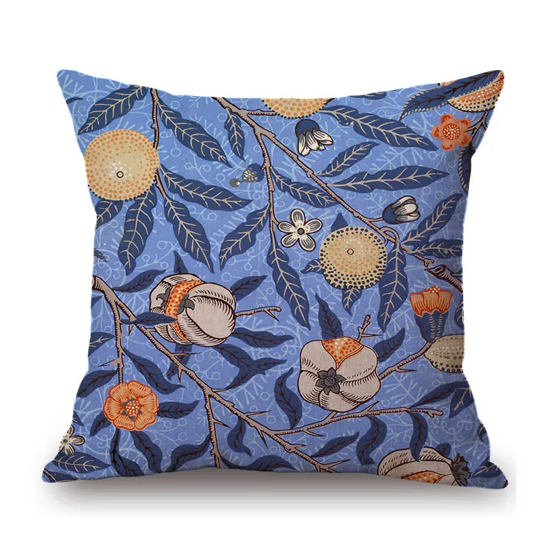 

Flash Deal Classic William Morris Pattern Blue Red Lemon Tree Flower Plant Motif Cotton Linen Sofa Pillow Case Cushion Cover