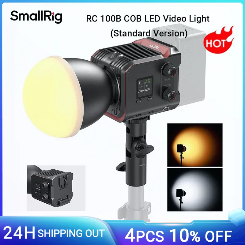 SmallRig RC 100B COB LED Video Light, Bi-Color 2700K-6500K, Type-C 