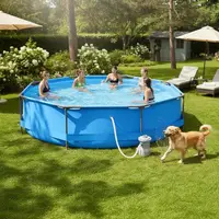 Piscine hors sol ronde 36 mx 76 cm avec structure métallique et pompe filtrante, capacité 6125 L, piscine de jardin pour adultes, bleue 3