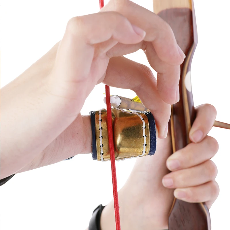 Archery Thumb Ring,Leather Brass, Finger Guard,Fingerstalls,Finger Protectors,Protective Thimbles,Hunting Shooting Accessories
