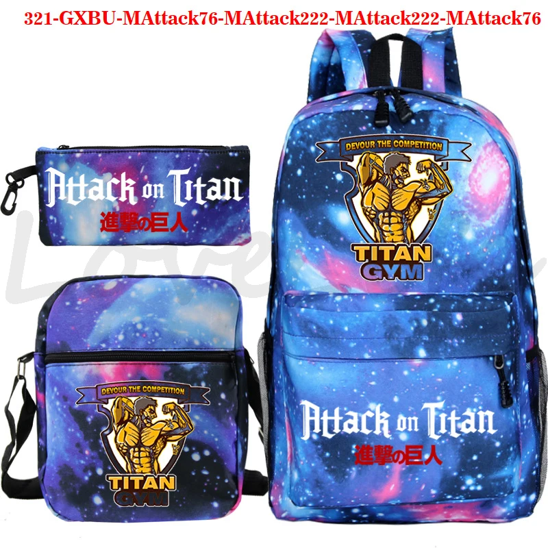

Комплект из 3 предметов, рюкзак «атака на Титанов» в стиле аниме, дорожный рюкзак на молнии для подростков, студенческий рюкзак для книг, Детский рюкзак, школьная сумка для мальчиков и девочек, рюкзак