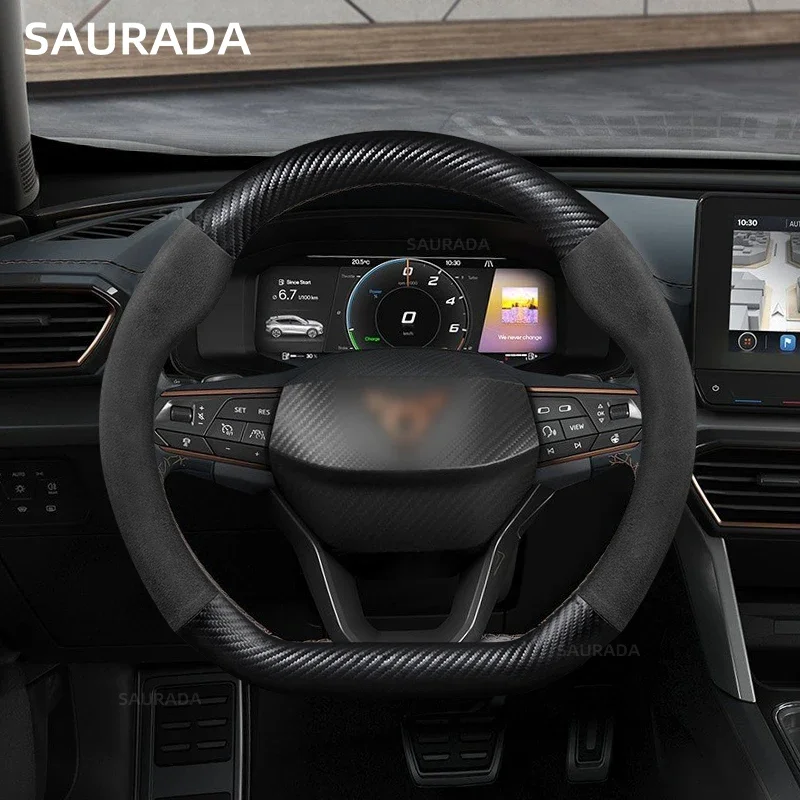Coprivolante Per Auto Da 38Cm Per Seat Cupra Leon Mk3 Mk2 5F Ibiza 6J 6L Ateca Fr Formentor 38Cm Pelle Di Vacchetta Scamosciata Tipo D