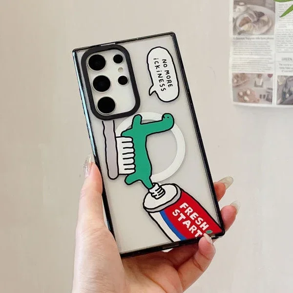 Cute Fashion Dinosaur Magnetic Case for Samsung Galaxy S22 Ultra S23 Ultra S24 Ultra S24 + Plus Cover Protective Shell