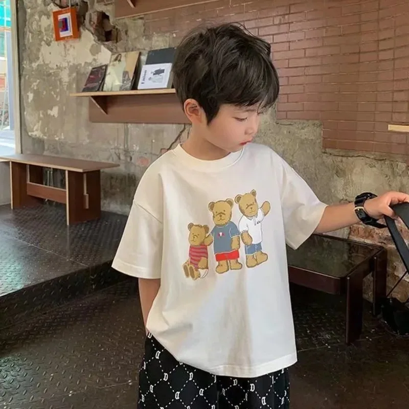 Boys' Summer Short Sleeve T-shirt New Small and Medium Children's Round Neck Top Children's Casual Versatile Half Sleeve Fashion