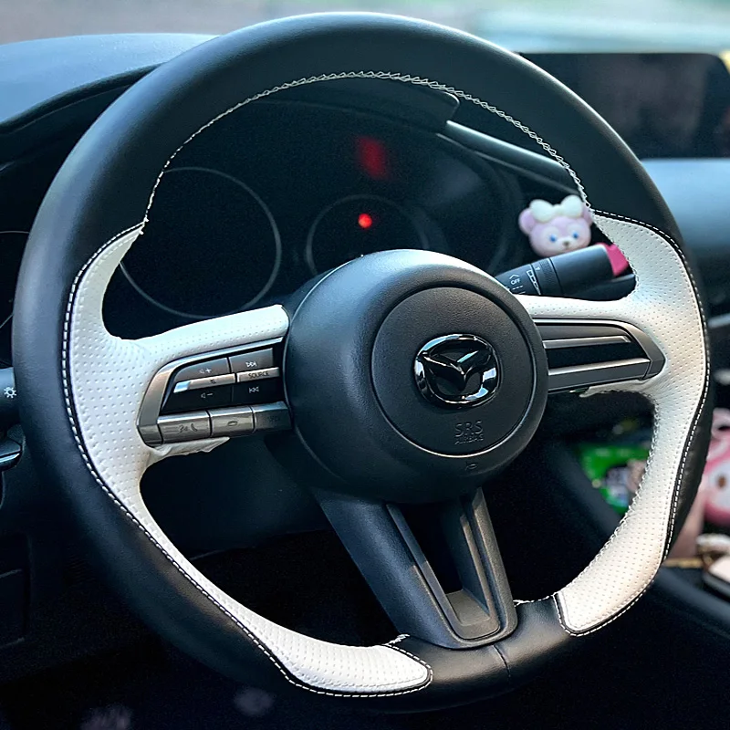 

Leather for Mazda 3 Axela CX-30 CX30 2020-2022 CX-50 CX50 Hand Sewing Car Steering Wheel Cover Interior Protect Car Accessories