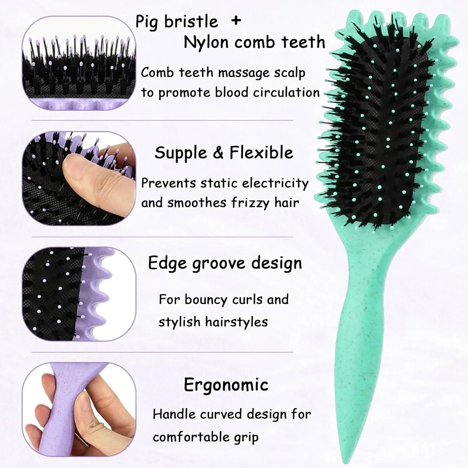Women's Hair Comb Hollow Shaped Curly Hair Comb Multi Functional Scalp Massage And Anti-static Fluffy Hair Brush Hairstyle Tools 4