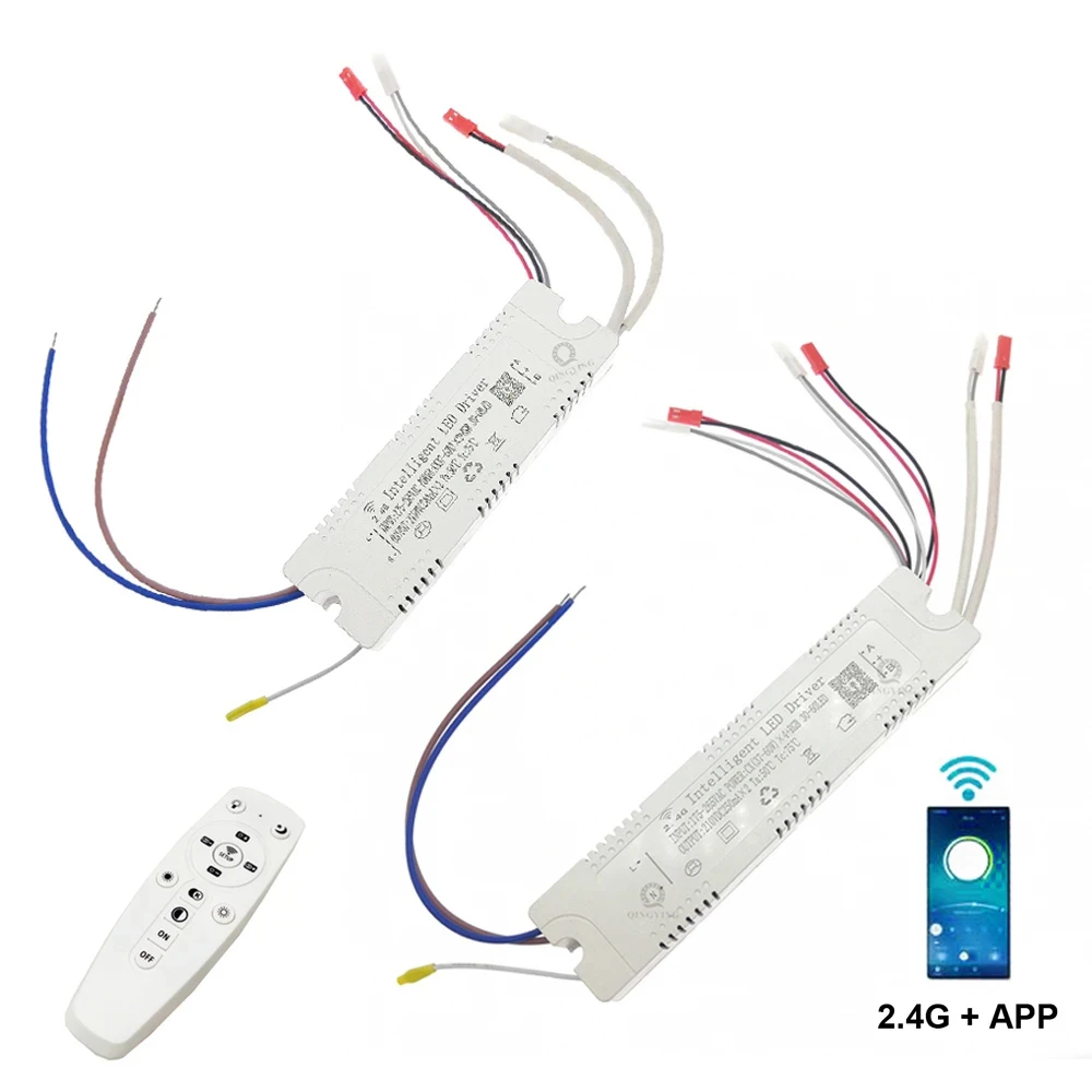 

1pcs 2.4G Remote & APP Intelligent LED Driver 25-40Wx2 x4 37-50Wx2 x4 x6 37-60Wx2 x4 x6+ RGB 30-60LED Dimming&Color-Changeable