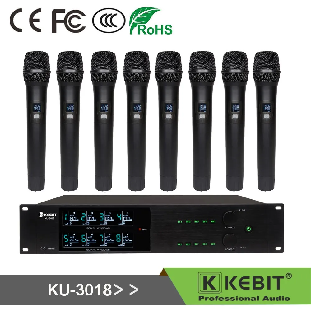 KEBIT KU-3018 8 채널 마이크 오디오 인터페이스 테이블 스튜디오 무선 회의 마이크 시스템
