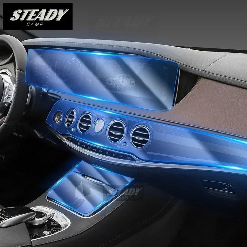 

For Mercedes Benz Class-S W221 W222 S350 S450 2014-2019 2020 Car Interior Center Console Transparent TPU Protective Anti-scratch