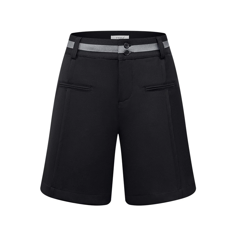 Fashion Lady Sports Shorts Casual High Waist Straight Wide Leg Five-Point Pants Breathable and Comfortable Clothes Apparel