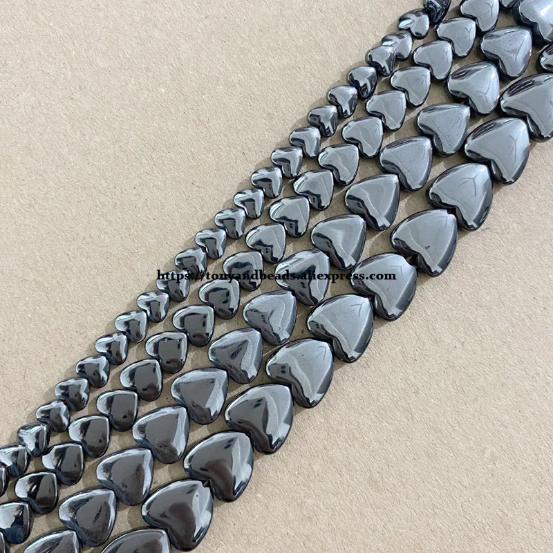Natürliche 3D Herz Form Schwarz Hämatit Stein Lose Perlen 6 8 10 12MM 15 "Pick Größe Für Schmuck, die DIY
