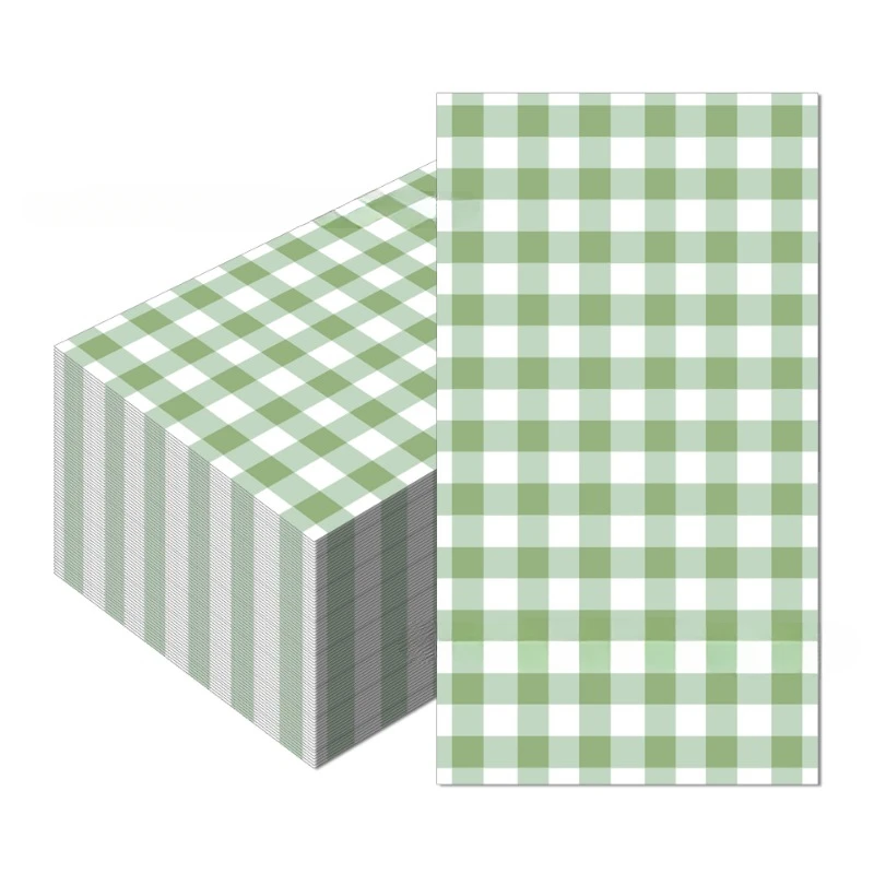 20pcs/Pac 33*40cm Green Checkered Wedding Long Tissue Paper Party Disposable Decorative Tissue Paper Colorful Placemats