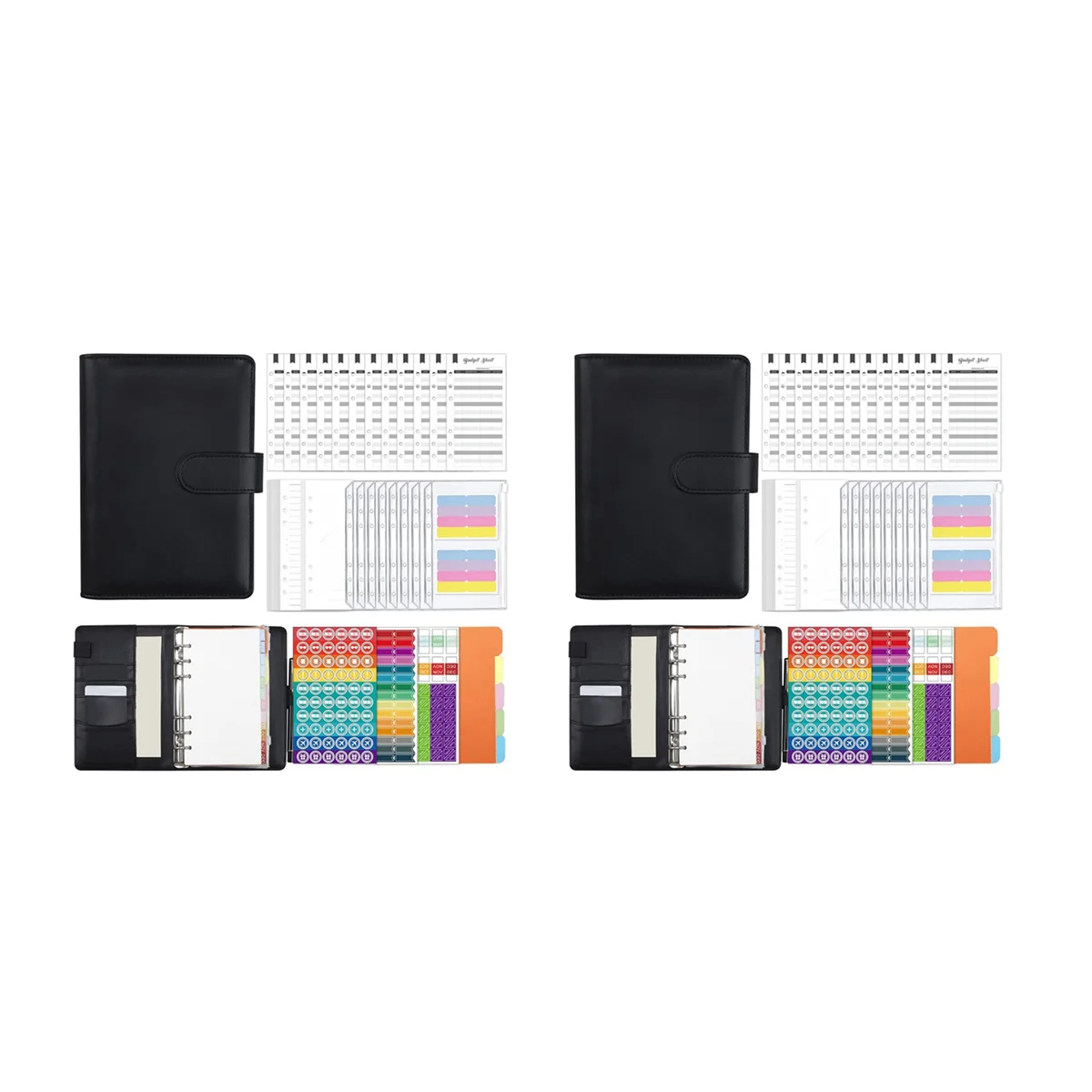 

2X A6 Budget Binder with Zipper Envelopes & Cash Envelopes for Budgeting, Money Organizer Planner for Cash (Black)