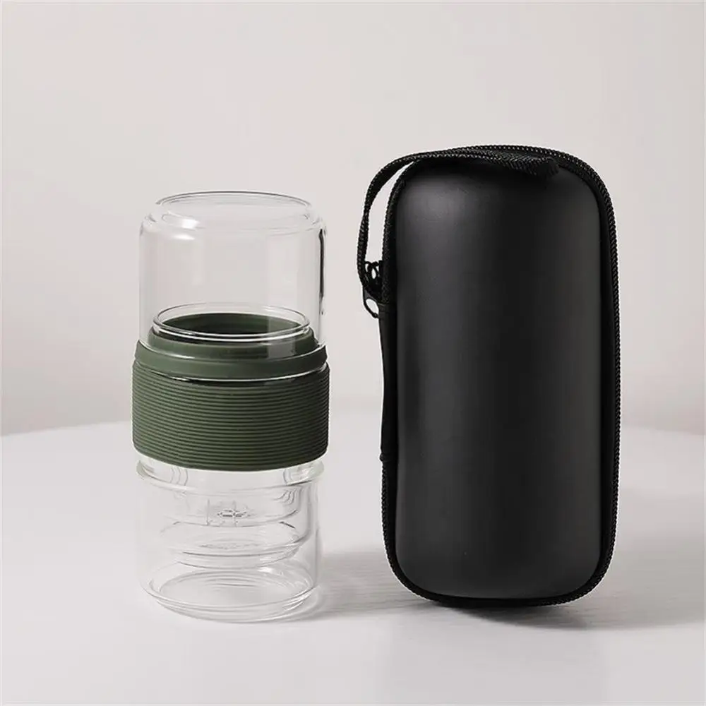 Black High Borosilicate Glass Tea Cup 1 Pot 4 Cups Travel Tea Set with Outdoor Portable Bag Teapot Removable Filter Cup